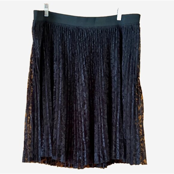 Lane Bryant Black Sheer Lace Midi Skirt Women’s 18/20 Lined Elastic Waist NWOT - Picture 1 of 6